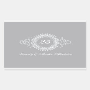Rectangulaire Sticker pour l'anniversaire de médaillon d'argent