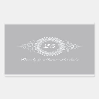 Rectangulaire Sticker pour l'anniversaire de médaillon d'argent