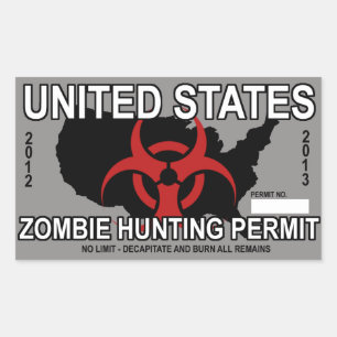 Rectangulaire Sticker pour permis de chasse zombie