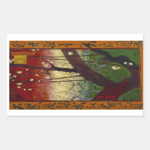 Rectangulaire Sticker pour prune à fleurs