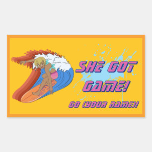 Rectangulaire Sticker pour surfer féminin personnalisé
