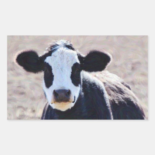 Rectangulaire Sticker pour vache à visage Panda Artsy (Devant)