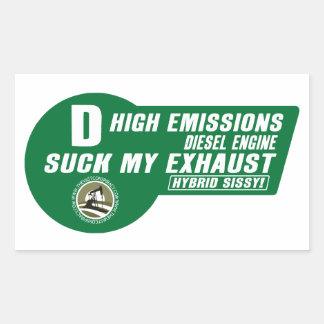 Rectangulaire Sticker pour VUS diesel (vert sur blanc) 4 pack
