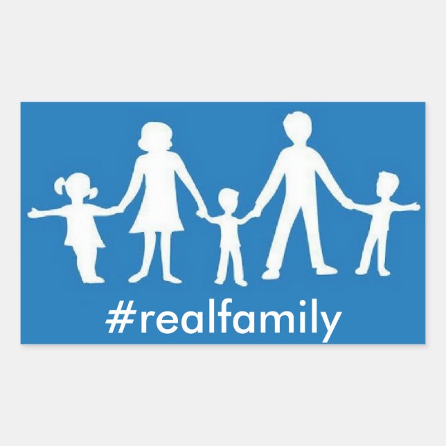 Rectangulaire Sticker #realfamily, valeurs traditionnelles du ma (Devant)