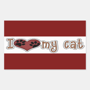 Rectangulaire Sticker rectangle classique/I Love my Cat