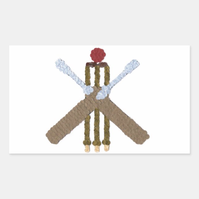 Rectangulaire Sticker Rectangle de cricket/étiquette (Devant)