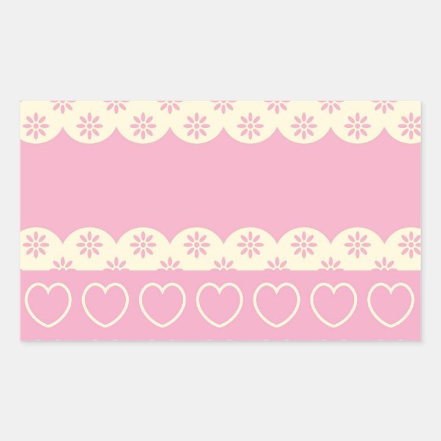 Rectangulaire Sticker Rectangle de l'oeil du coeur rose (Devant)