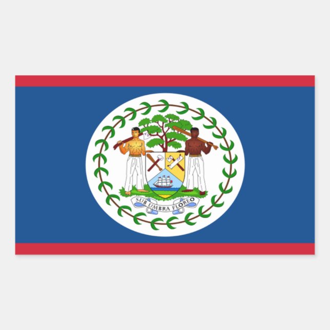 Rectangulaire Sticker Rectangle Drapeau Belize (Devant)