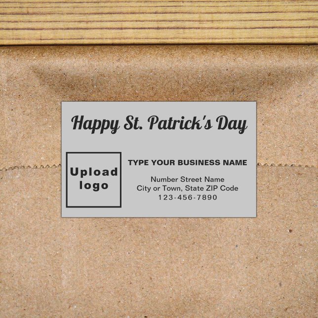 Rectangulaire Sticker Rectangle Entreprise Saint Patrick gris (Business brand with Saint Patrick greeting on gray rectangle sticker)