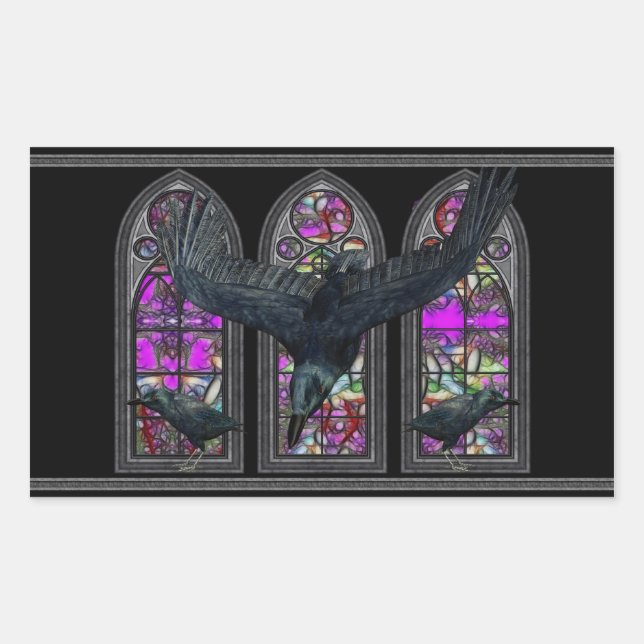 Rectangulaire Sticker Rectangle gothique Ravens (Devant)