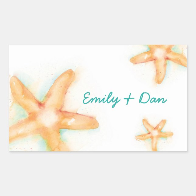 Rectangulaire Sticker Rectangle Starfish (Devant)