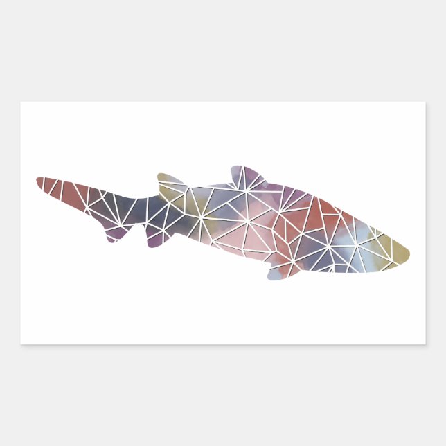 Rectangulaire Sticker requin en mosaïque de papier (Devant)