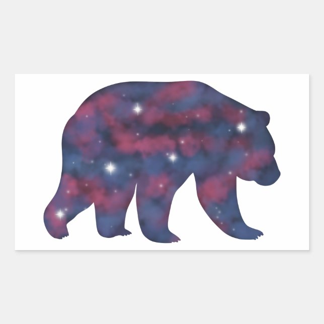 Rectangulaire Sticker Starscape Ours Grizzly foncé (Devant)