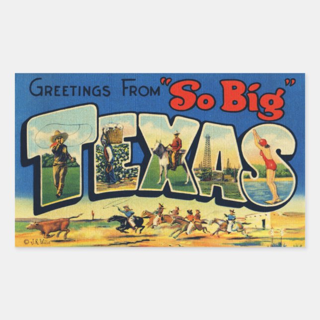 Rectangulaire Sticker Texas vintage (Devant)