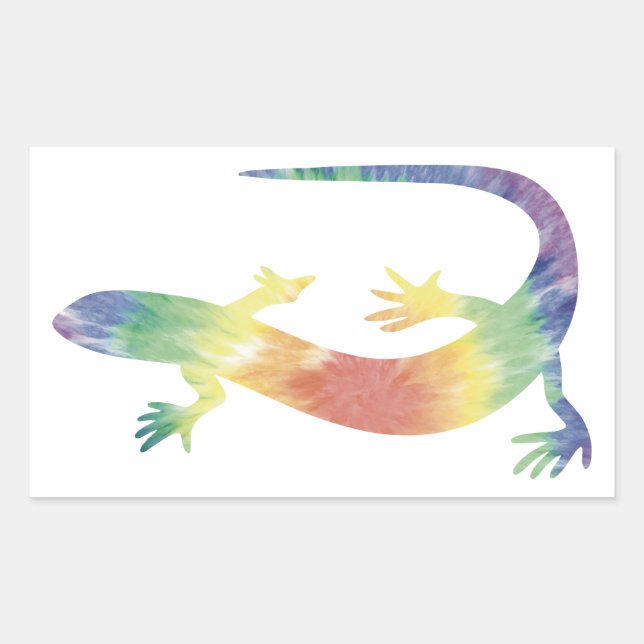 Rectangulaire Sticker Tie Dye Gecko (Devant)