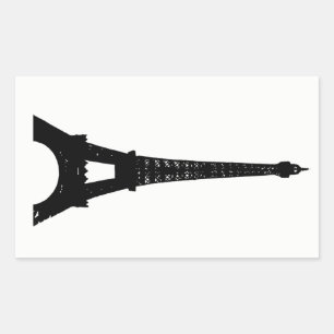 Rectangulaire Sticker Tour Eiffel noir & blanc