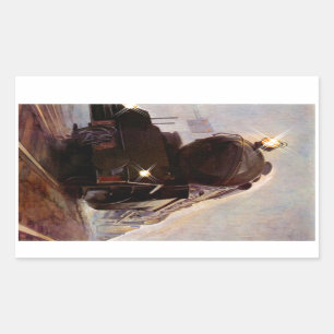 Rectangulaire Sticker Train Acier Cheval Vintage Locomotive Stat