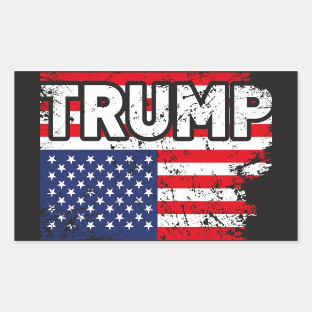 Rectangulaire Sticker Trump USA Flag Sticker politiquement cool (Devant)