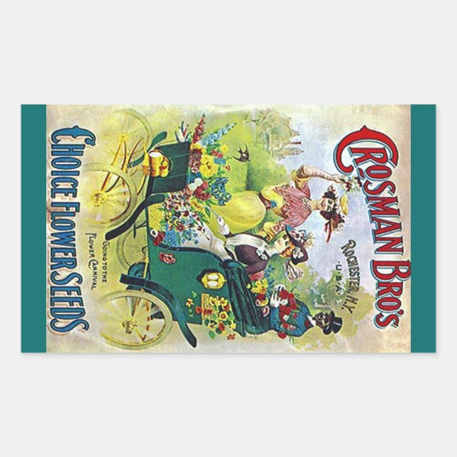 Rectangulaire Sticker Vintage Fleur Jardin Semence Publicité Pub (Devant)