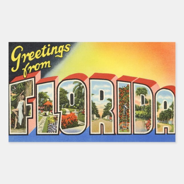 Rectangulaire Sticker vintage Florida (Devant)