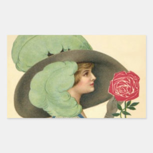 Rectangulaire STICKER Vintage Lady Casquette à la mode Rose de m