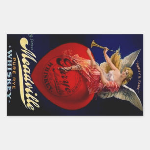 Rectangulaire Sticker Vintage Meadville Pure Rye Whiskey Angel