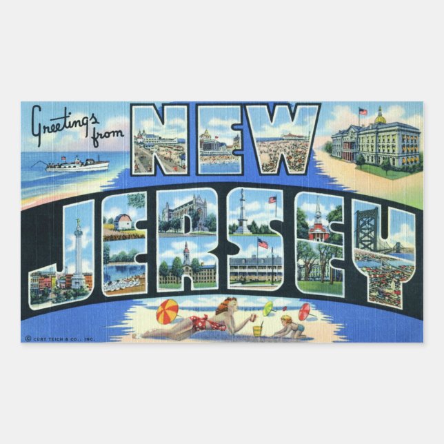 Rectangulaire Sticker vintage New Jersey (Devant)