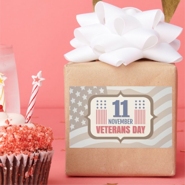 Rectangulaire sticker vintage pour la journée des vétérans (Fête)