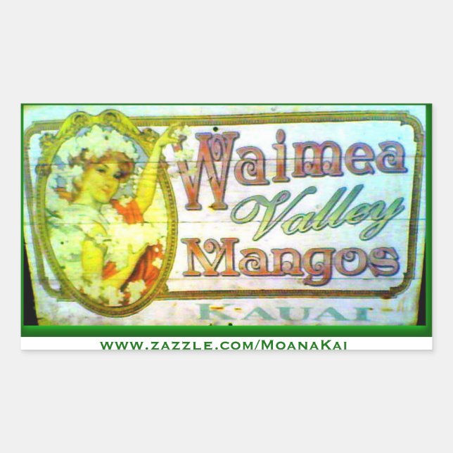 Rectangulaire Sticker vintage Waimea Valley Mangoes Kauai (Devant)