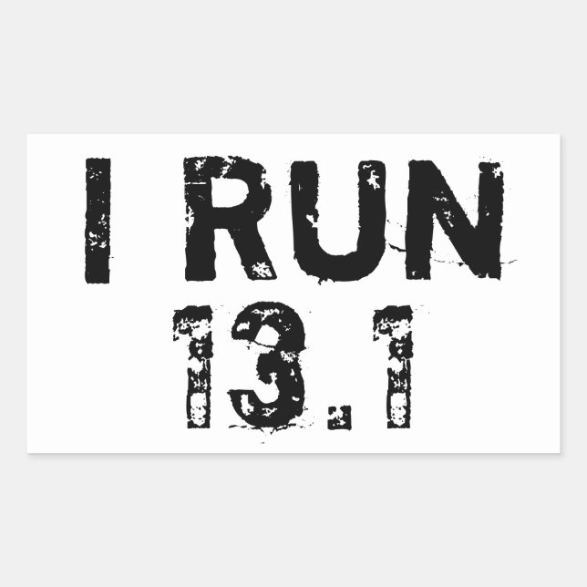 Rectangulaire Sticker White I Run 13.1 (Devant)