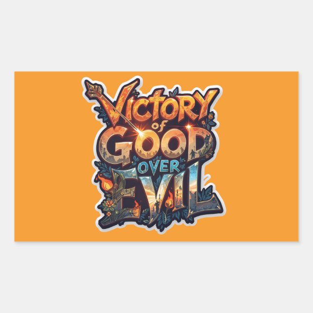 Rectangulaire Symbole de triomphe Dussehra 2025 - Sticker découp (Devant)
