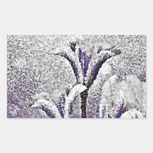 Rectangulaire Tulipes violettes #2 - Sticker Art Peinture (Devant)