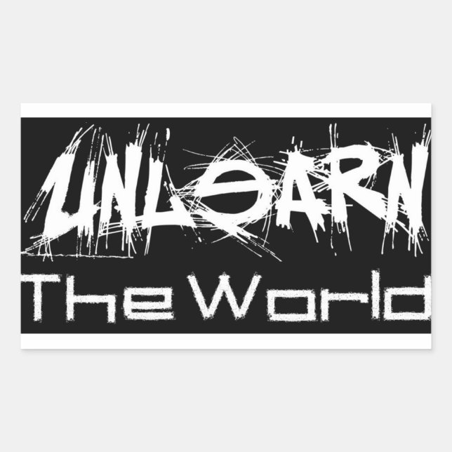 Rectangulaire UnLearn The World Black Sticker (Devant)