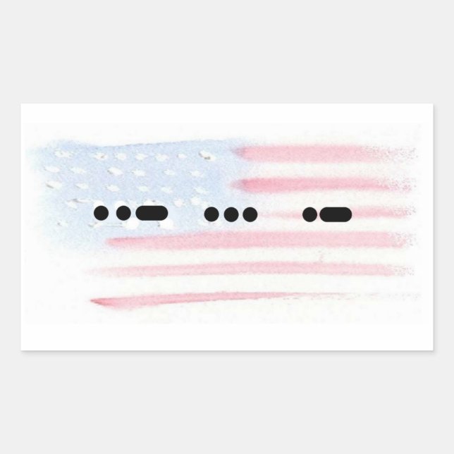Rectangulaire USA en Morse Code avec Sticker Drapeau - Personnal (Devant)