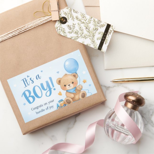 Rectangulaire Welcome Baby Boy – A Bundle of Joy Sticker (Cadeaux)
