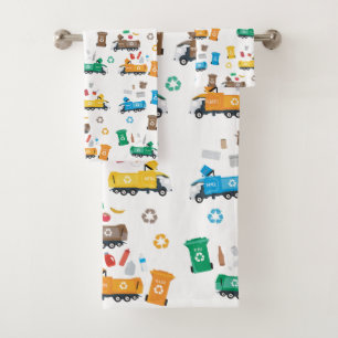 Recyclage coloré Camions-poubelles et poubelles