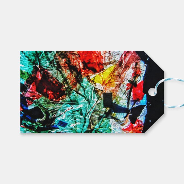 Recyclé plastique bonheur bleu abstrait étiquette  (Devant (Horizontal))