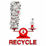 Recycle Trash Photo Sculpture<br><div class="desc">Le design "Recycle Trash" montre combien de déchets une seule personne contribue à notre planète Terre bien-aimée. Recycle nos déchets et Go-Green !</div>
