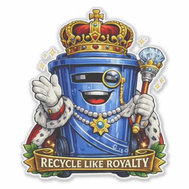 Recycler comme la royauté - Autocollant pour poube (Devant)