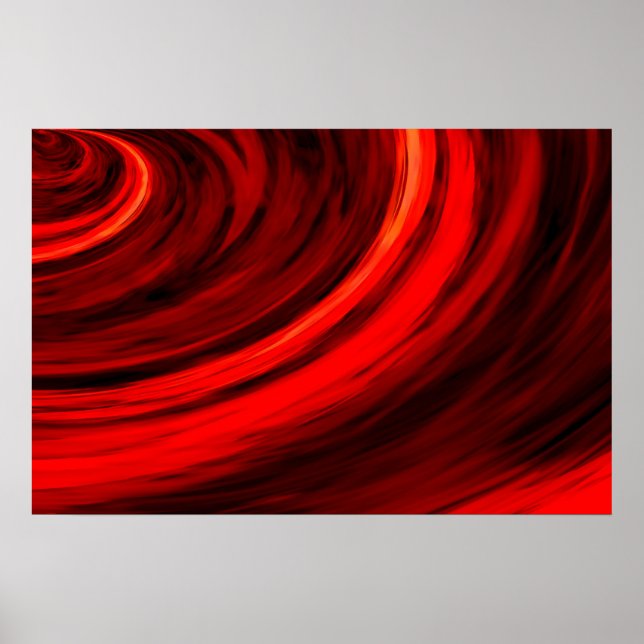 Red Abstract Circles Digital Art Poster Print (Devant)