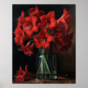 Red Amaryllis Fleurs Art Imprimer Poster