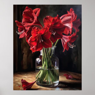 Red Amaryllis Fleurs Art Imprimer Poster