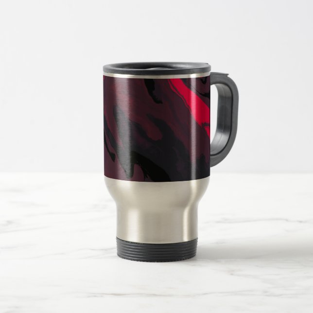 Red and Black Marble Swirl Travel Mug (Devant droit)