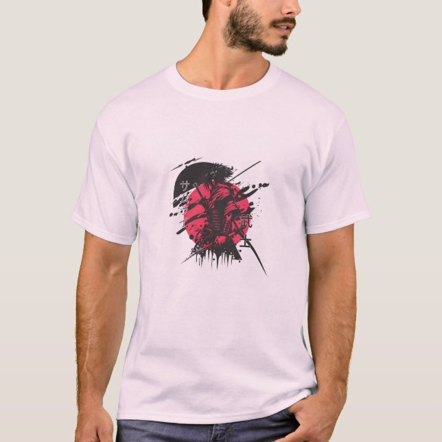 Red and black samurai Men's T-shirt (Devant)