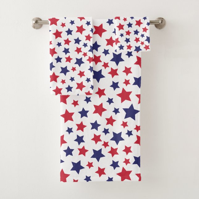 Red and Blue Stars, 4th of July, White Background (En situation)