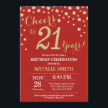 Red and Gold 21st Birthday Diamond Invitation<br><div class="desc">Invitation 21e anniversaire avec Parties scintillant rouge et or Arrière - plan diamant. Confetti d'or. Anniversaire adulte. Hommes ou Femmes Anniversaire. Pour plus de personnalisation,  cliquez sur le bouton "Customiser" et utilisez notre outil de conception pour modifier ce modèle.</div>