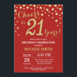 Red and Gold 21st Birthday Diamond Invitation<br><div class="desc">Invitation 21e anniversaire avec Parties scintillant rouge et or Arrière - plan diamant. Confetti d'or. Anniversaire adulte. Hommes ou Femmes Anniversaire. Pour plus de personnalisation,  cliquez sur le bouton "Customiser" et utilisez notre outil de conception pour modifier ce modèle.</div>