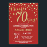 Red and Gold 70th Birthday Diamond Invitation<br><div class="desc">70e anniversaire Invitation avec Parties scintillant rouge et or Arrière - plan diamant. Confetti d'or. Anniversaire adulte. Hommes ou Femmes Anniversaire. Pour plus de personnalisation,  cliquez sur le bouton "Customiser" et utilisez notre outil de conception pour modifier ce modèle.</div>