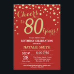 Red and Gold 80th Birthday Diamond Invitation<br><div class="desc">Invitation de 80e anniversaire avec Parties scintillant rouge et or Arrière - plan diamant. Confetti d'or. Anniversaire adulte. Hommes ou Femmes Anniversaire. Pour plus de personnalisation,  cliquez sur le bouton "Customiser" et utilisez notre outil de conception pour modifier ce modèle.</div>