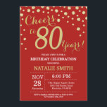 Red and Gold 80th Birthday Diamond Invitation<br><div class="desc">Invitation de 80e anniversaire avec Parties scintillant rouge et or Arrière - plan diamant. Confetti d'or. Anniversaire adulte. Hommes ou Femmes Anniversaire. Pour plus de personnalisation,  cliquez sur le bouton "Customiser" et utilisez notre outil de conception pour modifier ce modèle.</div>